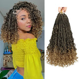 Goddess Box Braids Crochet Hair  8 Inch Pre Looped Boho Crochet Braids with Curly Ends, 8 Packs Synthetic Crochet Hair for Women