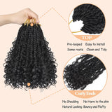 Goddess Box Braids Crochet Hair  8 Inch Pre Looped Boho Crochet Braids with Curly Ends, 8 Packs Synthetic Crochet Hair for Women