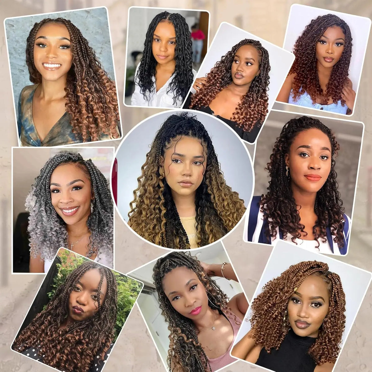 Goddess Box Braids Crochet Hair  8 Inch Pre Looped Boho Crochet Braids with Curly Ends, 8 Packs Synthetic Crochet Hair for Women