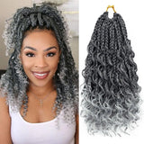 Goddess Box Braids Crochet Hair  8 Inch Pre Looped Boho Crochet Braids with Curly Ends, 8 Packs Synthetic Crochet Hair for Women