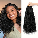 Goddess Box Braids Crochet Hair 8 Packs Crochet Box Braids Curly Ends Boho Box Braid Crochet Hair Prelooped Bohemian Synthetic Crochet Braids Hair for Women