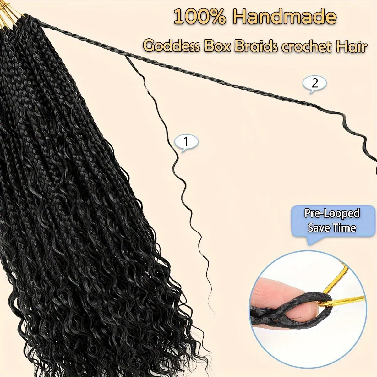 Goddess Box Braids Crochet Hair 8 Packs Crochet Box Braids Curly Ends Boho Box Braid Crochet Hair Prelooped Bohemian Synthetic Crochet Braids Hair for Women