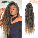 Goddess Faux Locs Crochet Braids Hair with Curly End 1B Synthetic River Locs Braiding Hair Extensions Pre Looped Braid for Women