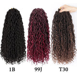 Goddess Faux Locs Crochet Braids Hair with Curly End 1B Synthetic River Locs Braiding Hair Extensions Pre Looped Braid for Women