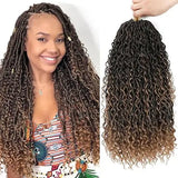 Goddess Locs Synthetic Crochet Hair 24 Inch, 8 Packs Faux Locs Crochet Hair, Boho Style River Locs Hair with Curly Ends