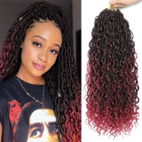 Goddess Locs Synthetic Crochet Hair 24 Inch, 8 Packs Faux Locs Crochet Hair, Boho Style River Locs Hair with Curly Ends