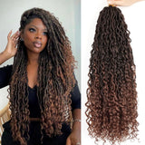 Goddess Locs Synthetic Crochet Hair 24 Inch, 8 Packs Faux Locs Crochet Hair, Boho Style River Locs Hair with Curly Ends