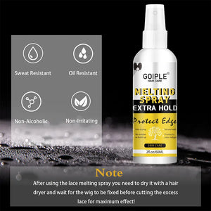 GOIPLE Lace Wig Melting Spray, Waterproof Invisible Lace Glue, Wig Bonding Adhesive with Brush and Accessories