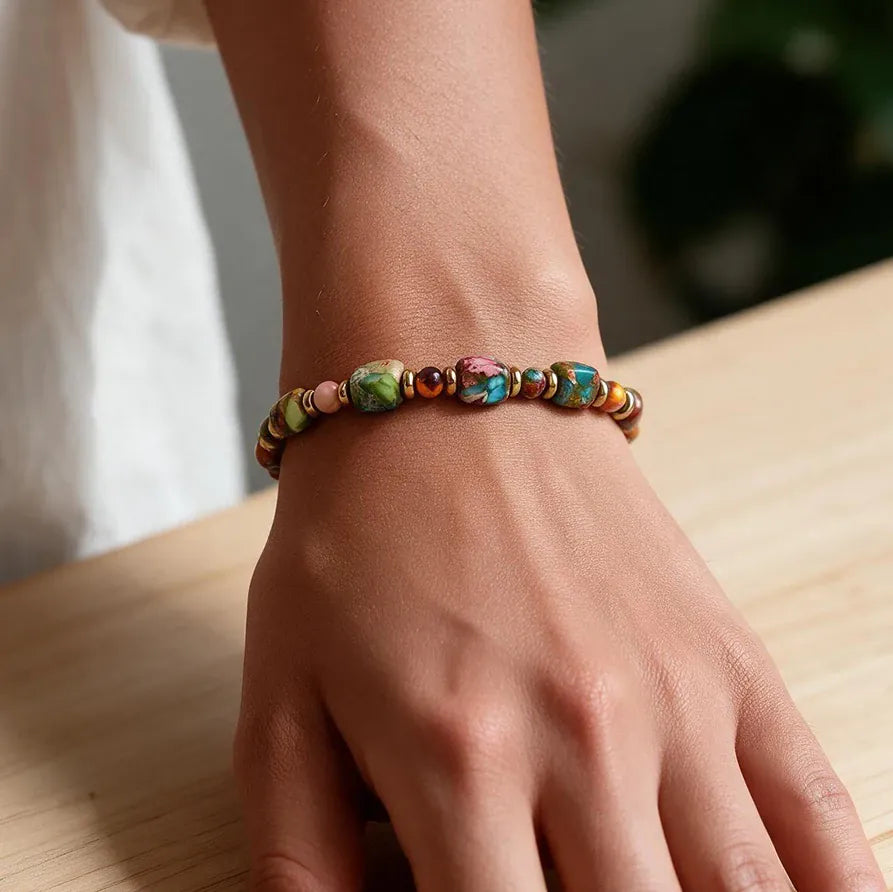 Gorgeous Winter Accessories Black Purple Blue Patterned Stone Amethyst Bracelets for Girlfriend Travel Bracelet Beads