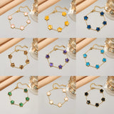 Gradient Color Adjustable Stainless Steel Bracelet for Women Classic Luxury Five Flower Design Fashionable Party Jewelry Gift