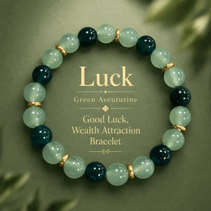 Green Aventurine Crystal Beaded Bracelet for Good Luck, Wealth and Prosperity Attraction
