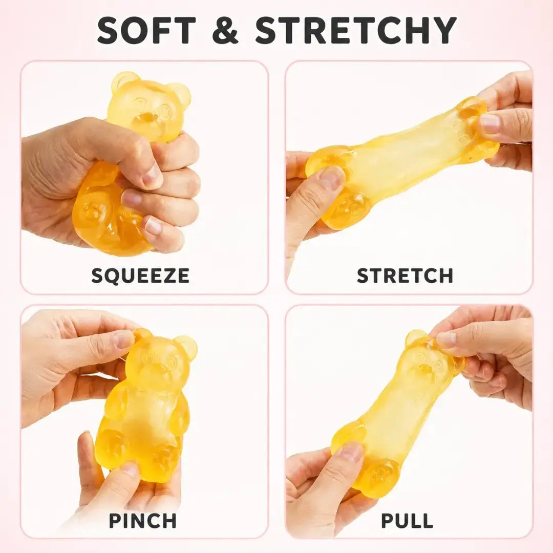 Gummy Bear Squishy Fidget Toy, Soft Squeeze Sensory Stress Relief Toy for Kids and Adults, Party Favor Gift