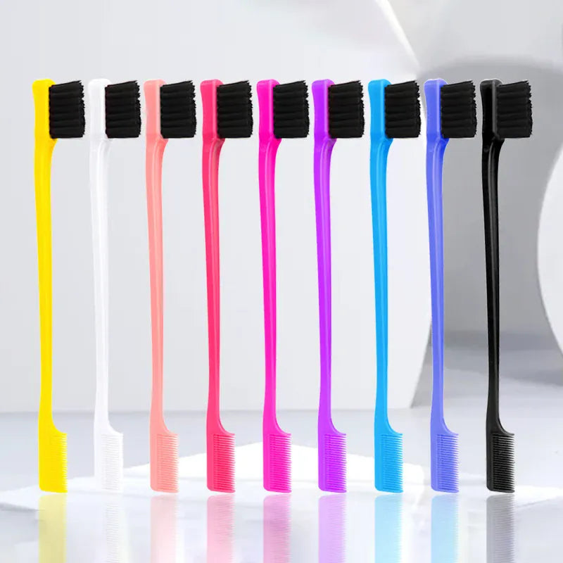 Hair Anti-Static Edge Brush Comb 2-in-1 Double-Sided Edge Control Brush Hair Styling Tool With Comb, Special for Real Hair Wigs