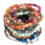 Handmade Polished Natural Gemstone 6mm Round Beads Stretch Elastic Crystal Reiki Healing Chakra Meditation Yoga Bracelet Jewelry