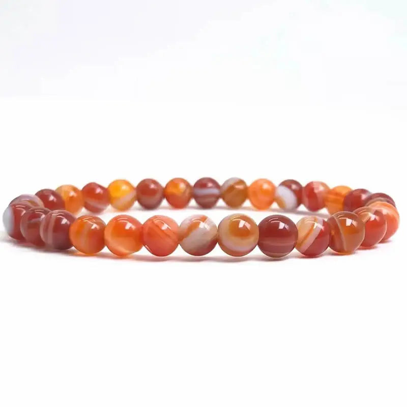 Handmade Polished Natural Gemstone 6mm Round Beads Stretch Elastic Crystal Reiki Healing Chakra Meditation Yoga Bracelet Jewelry