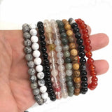 Handmade Polished Natural Gemstone 6mm Round Beads Stretch Elastic Crystal Reiki Healing Chakra Meditation Yoga Bracelet Jewelry