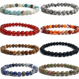 Handmade Polished Natural Gemstone 6mm Round Beads Stretch Elastic Crystal Reiki Healing Chakra Meditation Yoga Bracelet Jewelry