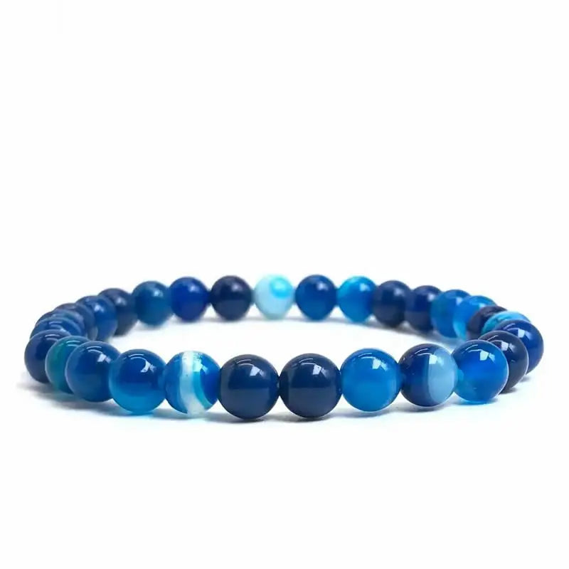Handmade Polished Natural Gemstone 6mm Round Beads Stretch Elastic Crystal Reiki Healing Chakra Meditation Yoga Bracelet Jewelry