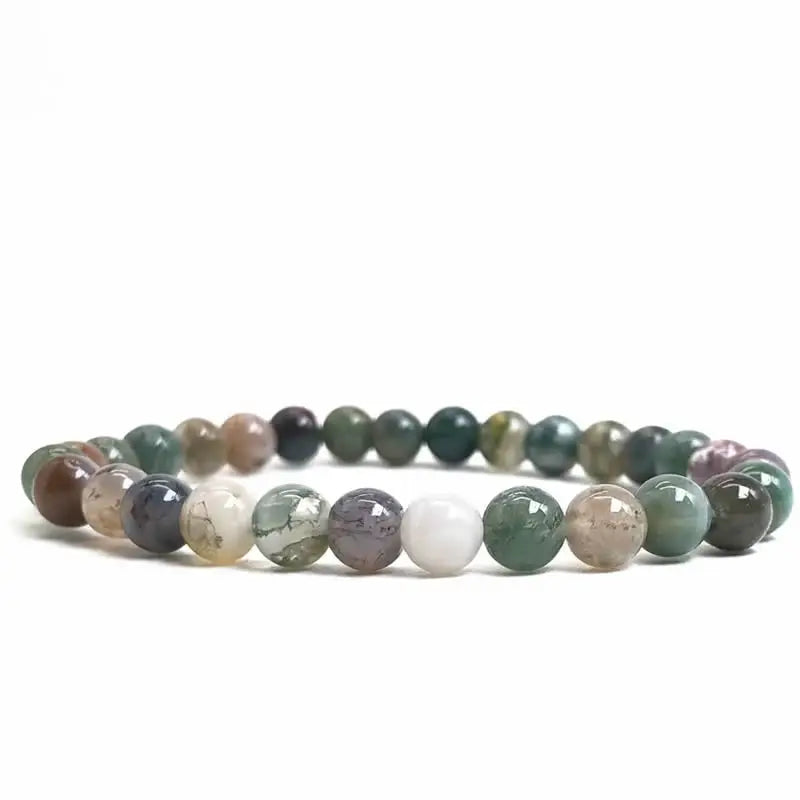 Handmade Polished Natural Gemstone 6mm Round Beads Stretch Elastic Crystal Reiki Healing Chakra Meditation Yoga Bracelet Jewelry