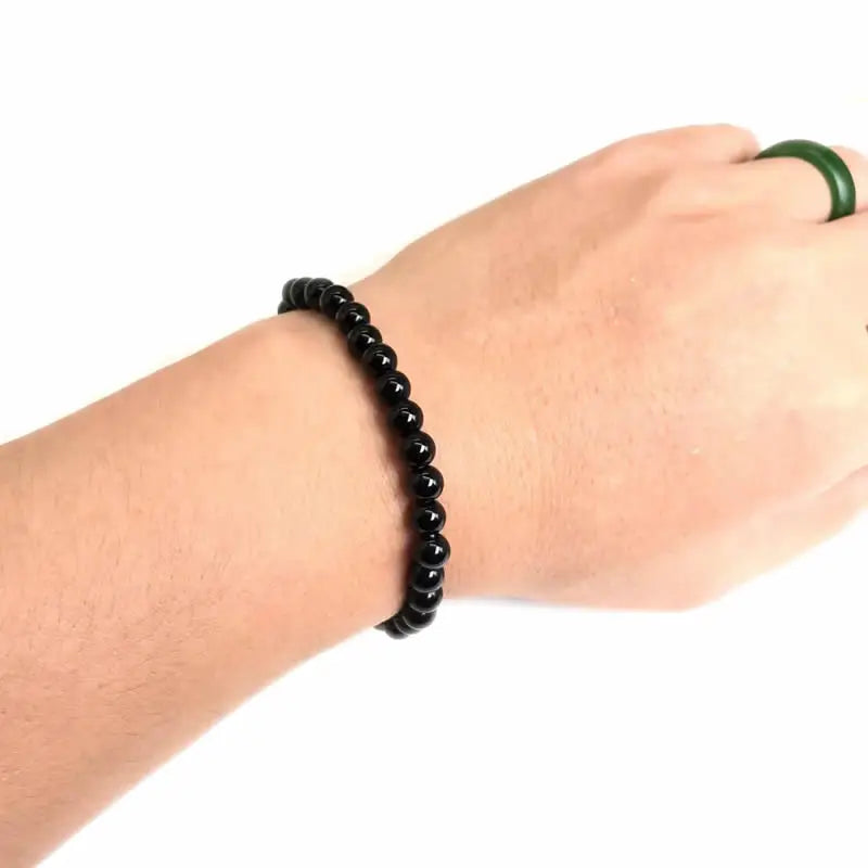 Handmade Polished Natural Gemstone 6mm Round Beads Stretch Elastic Crystal Reiki Healing Chakra Meditation Yoga Bracelet Jewelry