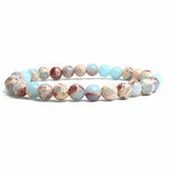 Handmade Polished Natural Gemstone 6mm Round Beads Stretch Elastic Crystal Reiki Healing Chakra Meditation Yoga Bracelet Jewelry