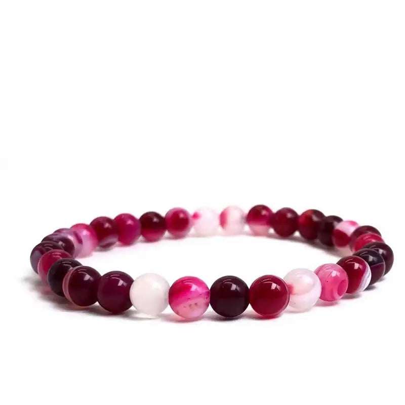 Handmade Polished Natural Gemstone 6mm Round Beads Stretch Elastic Crystal Reiki Healing Chakra Meditation Yoga Bracelet Jewelry