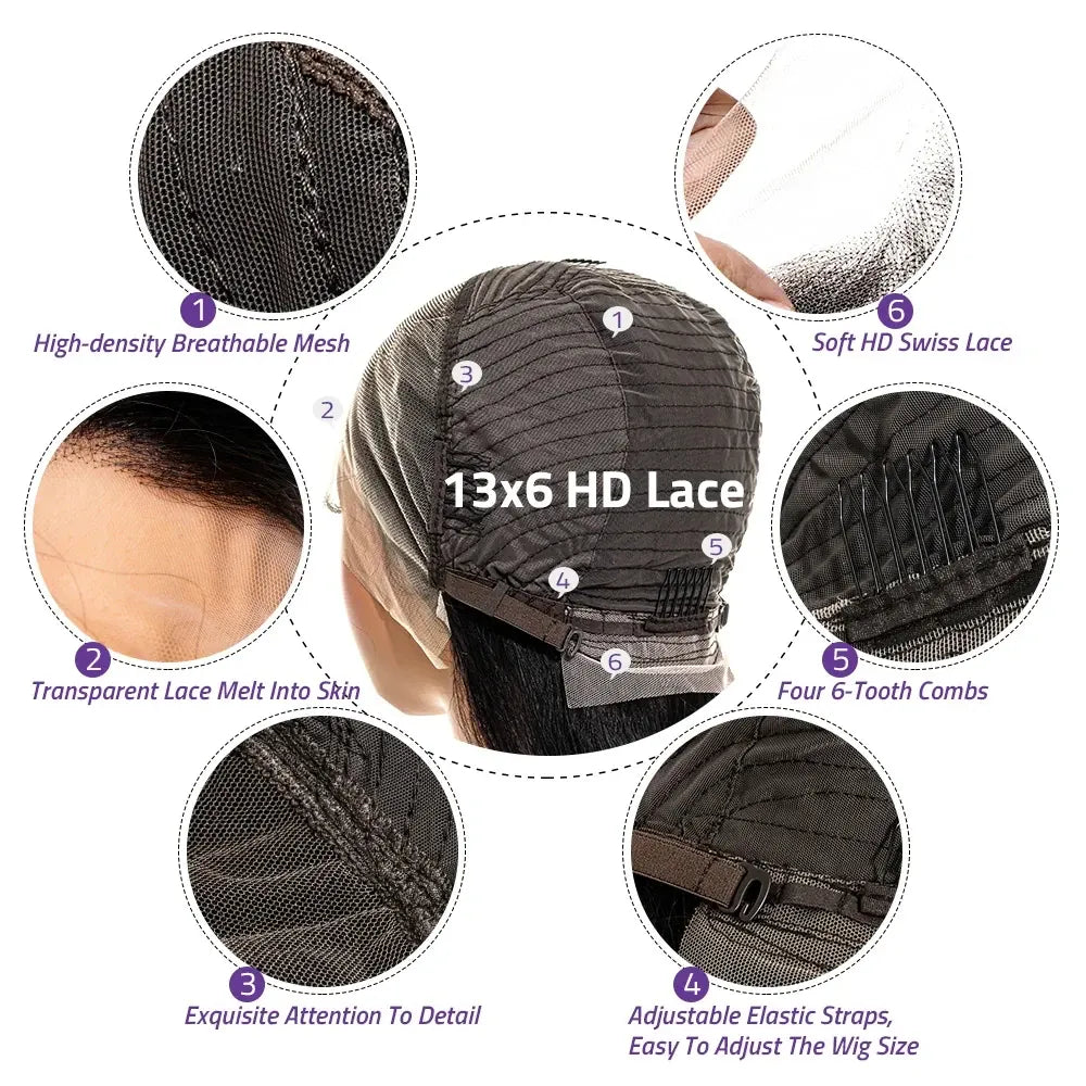 HD Chocolate Brown Body Wave 13x6 Lace Front Human Hair Wig 200% Density Transparent 13x4 Lace Frontal Brazilian Wigs For Women