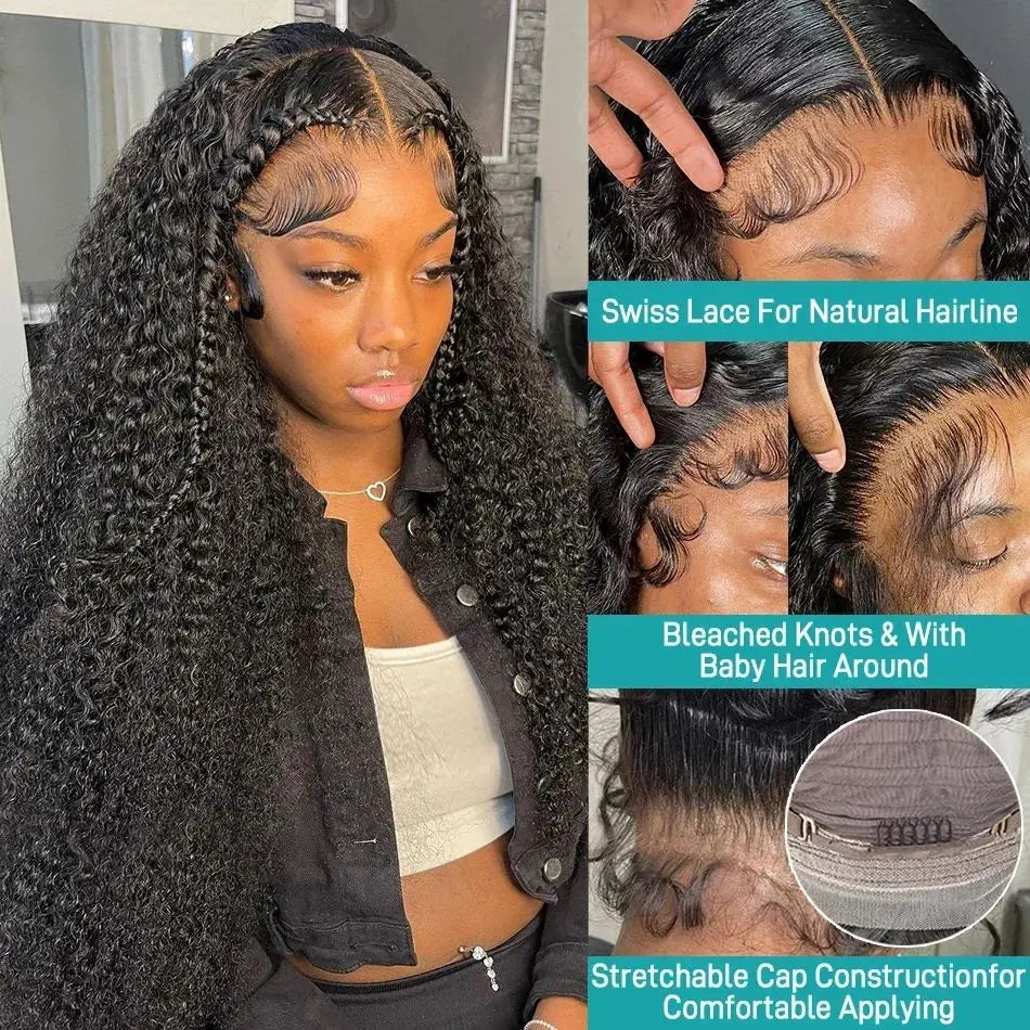 HD Lace Wig 13x6 Human Hair Natural Color Deep Wave Human Hair Wigs Pre Plucked 180 200 Density 30 40 Inch For Black Women
