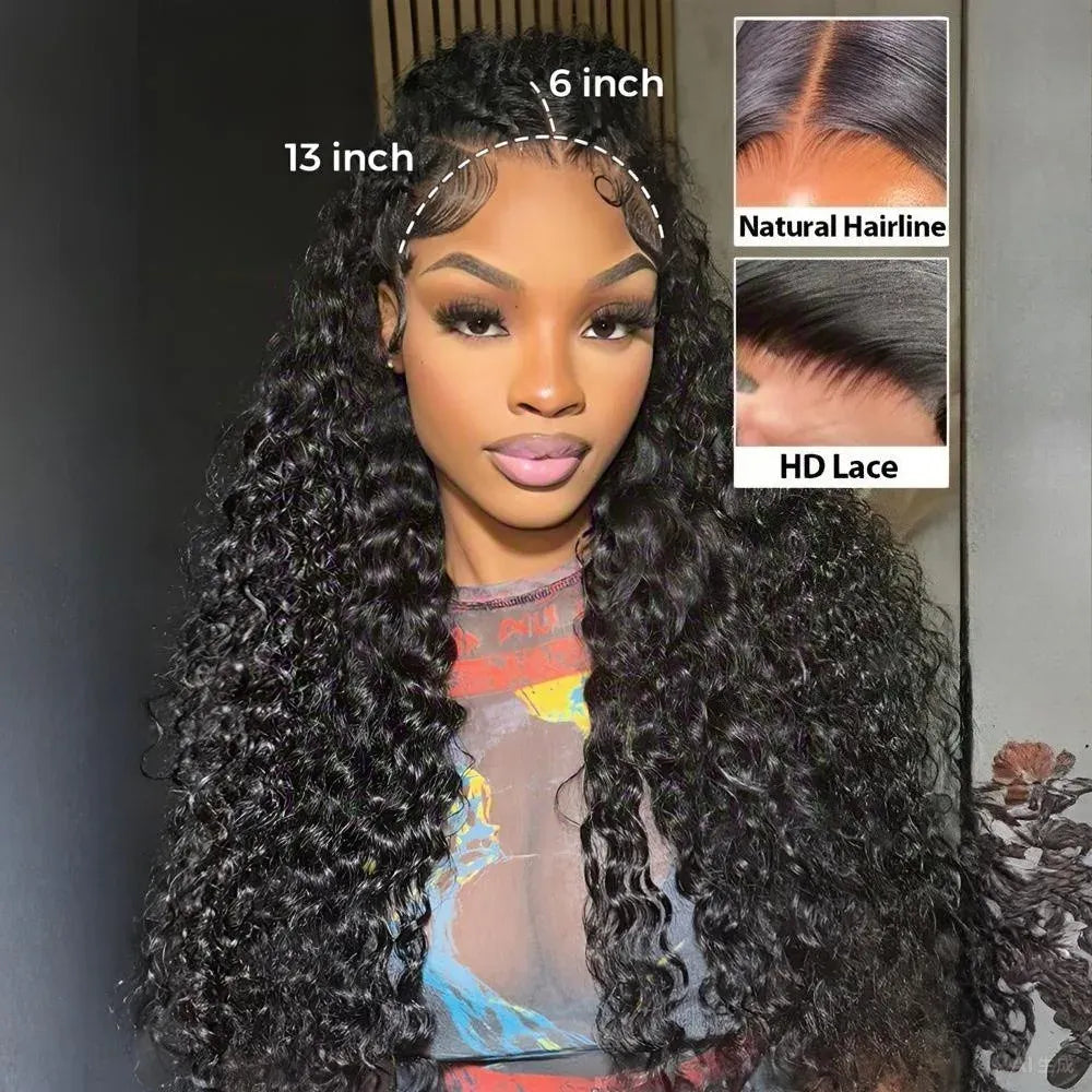 HD Lace Wig 13x6 Human Hair Natural Color Deep Wave Human Hair Wigs Pre Plucked 180 200 Density 30 40 Inch For Black Women