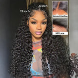 HD Lace Wig 13x6 Human Hair Natural Color Deep Wave Human Hair Wigs Pre Plucked 180 200 Density 30 40 Inch For Black Women