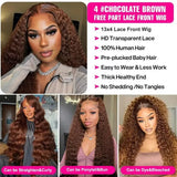 HD Transparent 250% Density Chocolate Brown Deep Wave Wig Human Hair Pre Plucked 13x6 HD Lace Front Wig Deep Wave Lace Front Wig