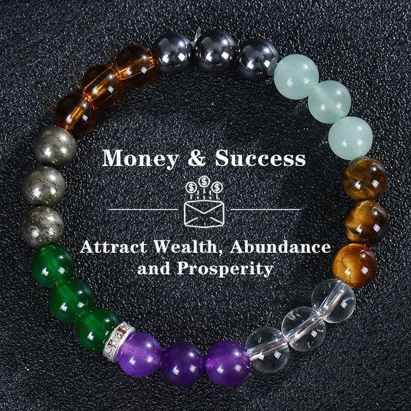 Healing Crystal Bracelet for Women 8mm Crystal Natural Stone Beads Wealth Money Success Bracelet Good Luck Jewelry Gift