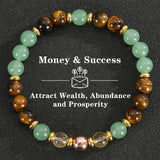 Healing Crystal Bracelet for Women 8mm Crystal Natural Stone Beads Wealth Money Success Bracelet Good Luck Jewelry Gift