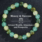 Healing Crystal Bracelet for Women 8mm Crystal Natural Stone Beads Wealth Money Success Bracelet Good Luck Jewelry Gift
