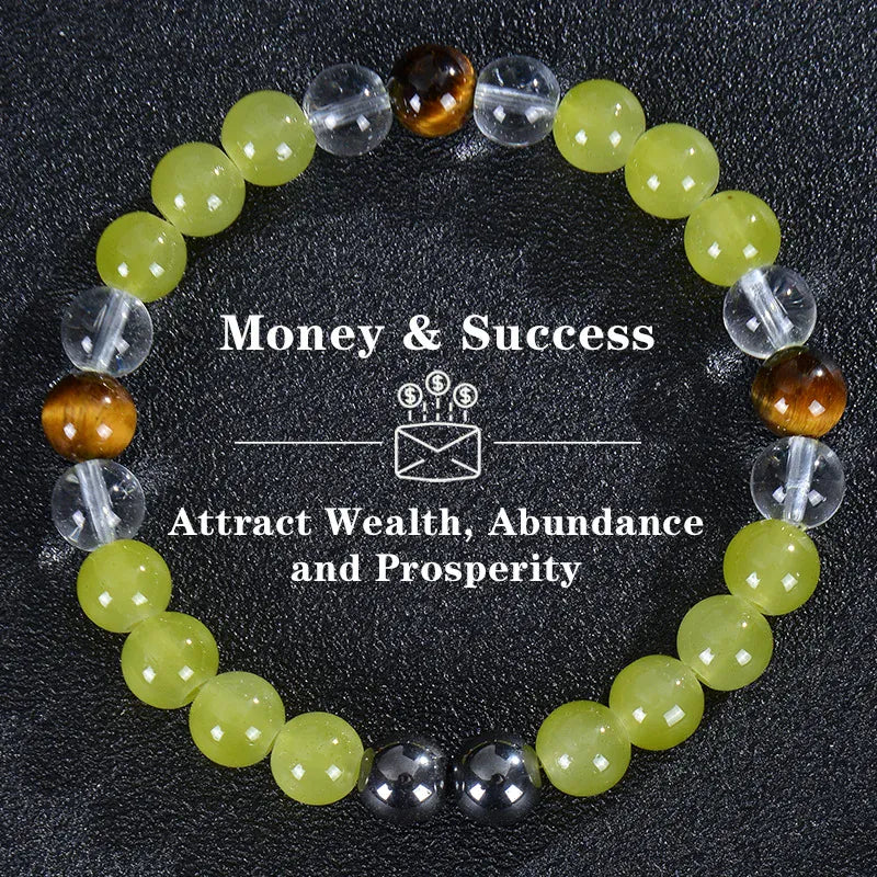 Healing Crystal Bracelet for Women 8mm Crystal Natural Stone Beads Wealth Money Success Bracelet Good Luck Jewelry Gift