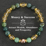 Healing Crystal Bracelet for Women 8mm Crystal Natural Stone Beads Wealth Money Success Bracelet Good Luck Jewelry Gift