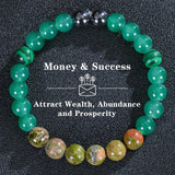 Healing Crystal Bracelet for Women 8mm Crystal Natural Stone Beads Wealth Money Success Bracelet Good Luck Jewelry Gift