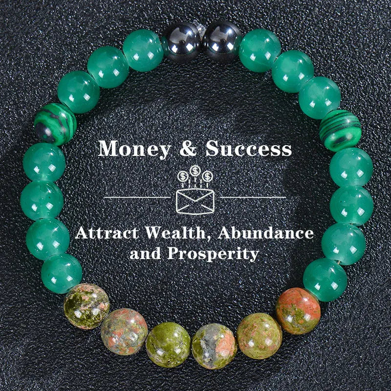 Healing Crystal Bracelet for Women 8mm Crystal Natural Stone Beads Wealth Money Success Bracelet Good Luck Jewelry Gift