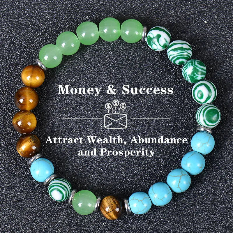 Healing Crystal Bracelet for Women 8mm Crystal Natural Stone Beads Wealth Money Success Bracelet Good Luck Jewelry Gift