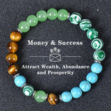Healing Crystal Bracelet for Women 8mm Crystal Natural Stone Beads Wealth Money Success Bracelet Good Luck Jewelry Gift