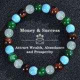 Healing Crystal Bracelet for Women 8mm Crystal Natural Stone Beads Wealth Money Success Bracelet Good Luck Jewelry Gift
