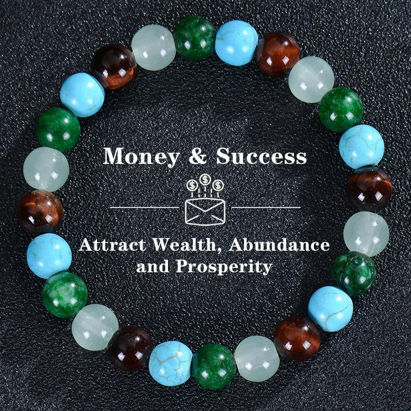 Healing Crystal Bracelet for Women 8mm Crystal Natural Stone Beads Wealth Money Success Bracelet Good Luck Jewelry Gift