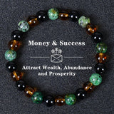 Healing Crystal Bracelet for Women 8mm Crystal Natural Stone Beads Wealth Money Success Bracelet Good Luck Jewelry Gift