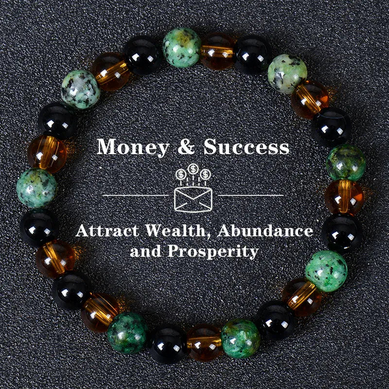 Healing Crystal Bracelet for Women 8mm Crystal Natural Stone Beads Wealth Money Success Bracelet Good Luck Jewelry Gift