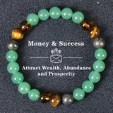 Healing Crystal Bracelet for Women 8mm Crystal Natural Stone Beads Wealth Money Success Bracelet Good Luck Jewelry Gift