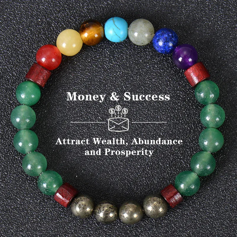 Healing Crystal Bracelet for Women 8mm Crystal Natural Stone Beads Wealth Money Success Bracelet Good Luck Jewelry Gift