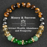 Healing Crystal Bracelet for Women 8mm Crystal Natural Stone Beads Wealth Money Success Bracelet Good Luck Jewelry Gift