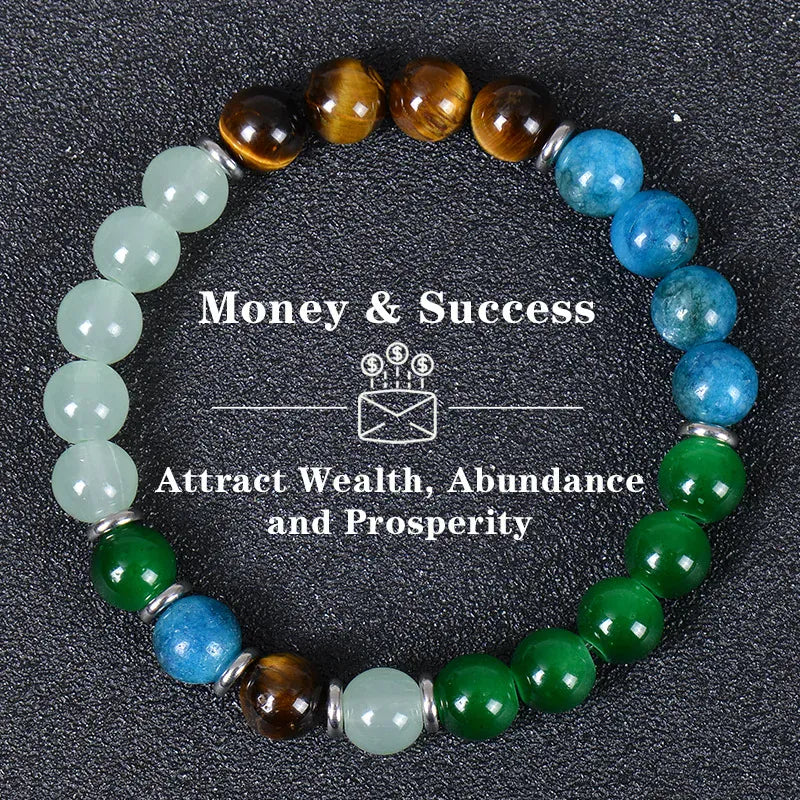 Healing Crystal Bracelet for Women 8mm Crystal Natural Stone Beads Wealth Money Success Bracelet Good Luck Jewelry Gift
