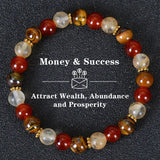 Healing Crystal Bracelet for Women 8mm Crystal Natural Stone Beads Wealth Money Success Bracelet Good Luck Jewelry Gift