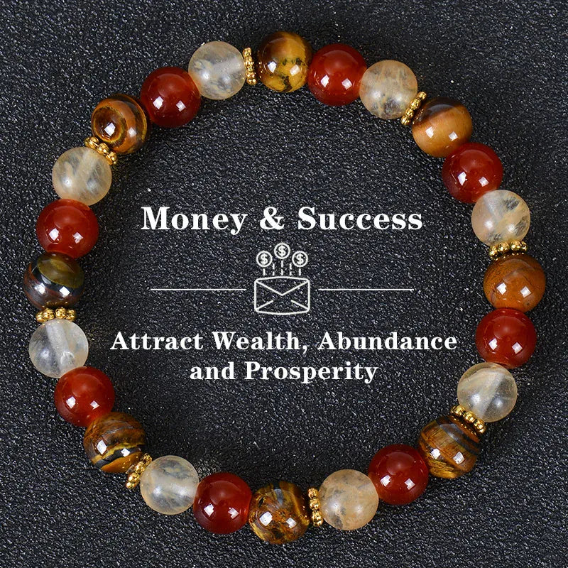 Healing Crystal Bracelet for Women 8mm Crystal Natural Stone Beads Wealth Money Success Bracelet Good Luck Jewelry Gift